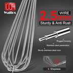 Walfos Whisk,14in Large Whisks, Heavy Duty Stainless Steel Wire Whisk for Blending, Whisking, Beating Suitable for stirring and mixing containers such as deep pots or big bowl at home or store.