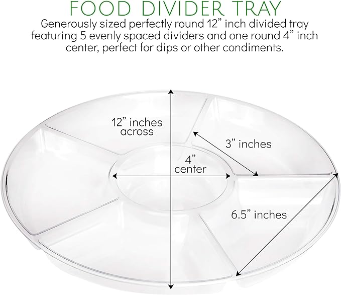 Plasticpro 6 Sectional Round Plastic Serving Tray/Platter (4, Clear)