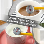 Xuhal 6 Pcs Stainless Steel Kitchen Thermometer with 5 Inch Long Stem 1 Inch Dial Thermometer Milk Frothing Food for Oven Probe Meat Grill BBQ Cooking Chocolate Water(Yellow)