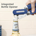 Can Opener Manual, UHIYEE Hand Held Manual Can Openers Heavy Duty with Smoother Cut Sharp Blade, Manual Hand Can Open with Soft Handle, Easy to Turn Knob, Magnetic Lid Lifter, Blue