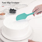 600ºF Heat Resistant Spatulas, High Heat Food Safe Semless Kitchen Silicone Scraper Set for Cooking Baking Mixing Scraping Stirring Nonstick Cookware Pan Bowl (2Pcs,Aqua Sky)