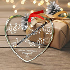 Personalized Text Year Name Oboe Lover Glass Keepsake Ornament, Customized Oboe Instrument Christmas Ornaments Gift for Parents Brother Sister Daughter Son, Unique Oboes Oboist Glass Xmas Ornament
