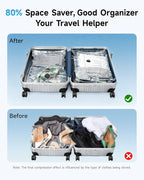 12 Pack Travel Vacuum Seal Bags with Rechargeable Electric Pump, 4 Sizes Space Saver Vacuum Storage Bags for Luggage, Suitcase & Home Organization, Reuseable Vacuum Seal Bags for Clothing