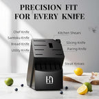 Knife Set Premium, Japanese 14 Pcs Kitchen Knife Block Set Enduring Razor Sharp High Carbon Stainless Steel, Black Chef Knives Set with Built-in Sharpener and Quality Acacia Wood Block