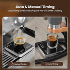 Rechargeable Mini Coffee Scale with Timer, Maestri House Espresso Scale, 2kg/0.1g Accurate Scale for Espresso and Pour-Over Coffee, Portable Digital Kitchen Scale with Automatic Timing（Black&Silver）