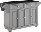 Crosley Furniture Alexandria Granite Top Rolling Kitchen Island Storage Cart, Microwave Stand, Spice Rack, Gray
