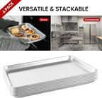 TENUP 6 Pack Aluminum Half Sheet Pan, 18" x 13" Heavy Duty Commercial Baking Tray Reinforced Rim, Warp-Resistant Rust-Free