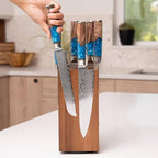 SENKEN Rotating Magnetic Knife Block without Knives, Natural Acacia Hardwood - 360 Degrees Rotation - Ultra Strong Neodymium Magnets, Universal Knife Holder & Storage (Rotating Magnetic Block)