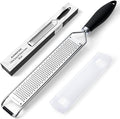 Upgraded Citrus Lemon Zester Grater, Easy Clean Dishwasher Safe, for Ginger Garlic Parmesan Cheese, 304 Stainless Steel Blade, Protect Cover, Baking Supplies, Black