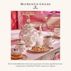 MACKENZIE-CHILDS Enamel Dinner Plate, Decorative Dinnerware Plate, 10 Inches, Set of 1, Pink-and-White Rosy Check