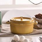 Staub Cast Iron Round Cocotte, Dutch Oven, 7-quart, serves 7-8, Made in France, Citron