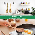 Teak Wood Rigth Handle Flat Turner for Kitchen Use, 2 Pcs Long Wooden Spatula for Cooking, Non Stick Wooden Cooking Utensils Set Flat Spatulas