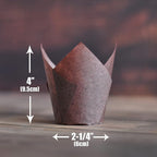 Large size White+Brown Tulip Baking Cups 2-1/4"(Base diameter) x 4"(Wall height) Greaseproof paper baking cupcake Muffin liners, Case of 130 pcs