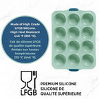 Starfrit Silicone 12 Cup Muffin Pan with Integrated Metal Frame - Green