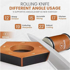 Rolling Knife Sharpener – Restore Dull Knives Quickly with 5 Magnetic Angles (12°–25°), Diamond & Corundum Discs, Safe, Stable and Easy for Home & Professional Chefs