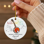 Personalized Banjo Musical Ceramic Ornament Gift for Banjo Player Daughter Son Dad Mom Friends, Customized Text Year Name Banjoist Christmas Ornament 2025, Unique Banjos Instrument Ceramic Ornaments