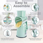 Chef Power Premium Quality Rotary Cheese Grater with Handle - Kitchen Accessories Cucumber Slicer Vegetable Salad Grater, Vegetable Grater - Cheese Grater (Light Green)