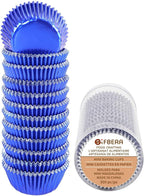 Gifbera Mini Foil Cupcake Liners Metallic Wrappers Muffin Baking Cups 300 Count, Navy Blue