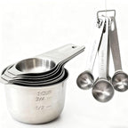 Stainless Steel Measuring Cups and Measuring Spoons Set with Circular Connector,Kitchen Measuring Spoons and Cups，kitchen tool for cooking and baking(13 Piece Set)