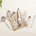 KINGSTONE 10 Piece Serving Utensils Set, 18/10 Stainless Steel Serving Utensils, Slotted Spoon, Fork, Tong, Soup Ladle, Cake Server, Butter Knife and Ice Tong for Buffet, Parties, Kitchen,Entertaining