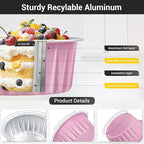 EUSOAR Foil Baking Cups, 50pcs 5oz 125ml Muffin Liners Cups with Lids, Disposable Aluminum Cupcake Ramekins Pans Baking Cup Holders Liners for Wedding Birthday Party