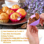 54 Pack Silicone Muffin Cups, Selizo Silicone Cupcake Baking Cups Reusable Muffin Liners Cupcake Wrapper Cups Holders for Muffins, Cupcakes, and Candies