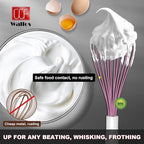 Walfos Whisk, Silicone Whisks for Cooking & Baking Non Scratch Rubber Coated Pink Whisk for Non-stick Wisk, Perfect for Frothing, Blending, Beating and Whisking (3pack Pink)