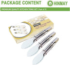 Small Serving Tongs with Silicone Tips 7-Inch Mini Tongs, Set of 3 (White)