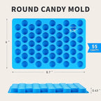 4 PCS Silicone Gummy Candy Molds, 55 Cavities Non-Stick Round Molds for Small Hard Candies, Chocolates, Caramels, Jello, Fruit Snacks