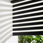 Persilux Cordless Zebra Blinds for Windows Free-Stop Roller Windows Shades (46" W X 72" H, Black) Dual Layer Light Control for Day and Night, Light Filtering Sheer Shades for Home, Easy to Install