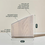 Material Knife Stand, Magnetic Wood Modern Knife Block for Safe Storage and Display of Knife Sets, Large Capacity for 10 knives, White Ash