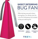 Treva Chemical Free Bug Fan, Fly Deterrent with Holographic Blades to Clear Bugs, Mosquitoes, and Flies, Battery Powered Fly Fan, Raspberry (2 Pack)