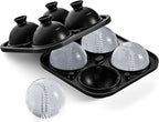 Bangp Baseball Ice Cube Molds,Novelty Baseball Gifts Ball Ice Maker Mold,2.2" Large Sphere Round Ice Cube Mold,Fun Shapes Large Whiskey Ice Cube Tray for Cocktails,Bourbon