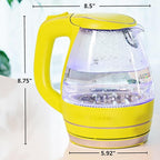 OVENTE Electric Kettle, 1.5L Borosilicate Glass Countertop Water Heater and Boiler for Coffee or Tea, BPA-Free, Auto Shut-Off,  Boil-Dry Protection, Removable and Washable Spout Filter, Green KG83G