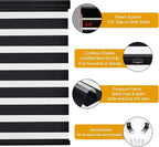 Persilux Cordless Zebra Blinds for Windows Free-Stop Roller Windows Shades (24" W X 72" H, Black) Dual Layer Light Control for Day and Night, Light Filtering Sheer Shades for Home, Bedroom