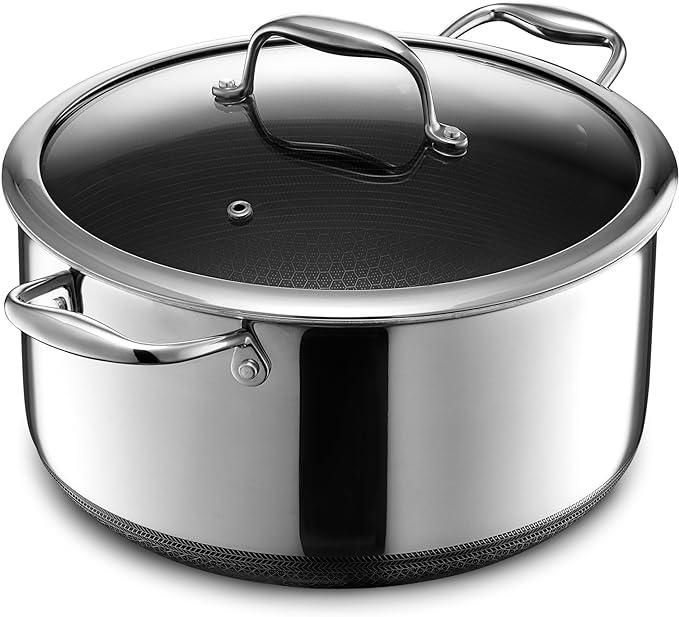 HexClad Hybrid Nonstick 7-Piece Cookware Set, 2Qt Pot with Lid, 8Qt Pot with Lid, and Tabletop Salt and Pepper Grinder Set, Stay-Cool Handles, Dishwasher and Oven-Safe, Induction Ready