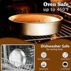 LIANYU 9 Inch Round Cake Pan Set of 3, Stainless Steel Layer Deep Round Baking Cake Pan Set, Metal Baking Tins Mold Perfect for Brownie Lasagna, Dishwasher & Oven Safe