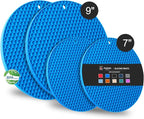 Joyhalo Trivets for Hot Dishes - Hot Pads for Kitchen, Silicone Pot Holders for Hot Pots and Pans, Silicone Mats for Kitchen Countertops, Table, Flexible Easy to Wash and Dry, True Blue
