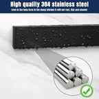 Dmore magnetic knife holder for wall—with 2 hooks, No Drilling 10 Inch black knife magnetic strip, Powerful knife magnet rack, include Adhesive Tape and screws for Knives, Utensils, and Tools