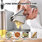 Croomi Garlic Press Stainless Steel - Premium Professional Mincer Tool - Rust Proof & Dishwasher Safe - Garlic Presser & Masher - Ginger Crusher with Soft Ergonomic Handle - Easy to Squeeze & Clean