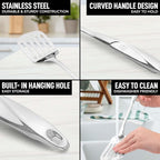 Zulay Kitchen Stainless Steel Cooking Utensil - Stainless Steel Kitchen Utensil - Durable Kitchen Gadgets - Metal Kitchen Accessories - Easy to Clean Kitchen Tools - 8 Piece Set