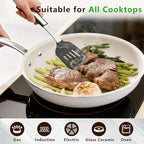 8" Ceramic Frying Pan Nonstick, Small Skillet, Cooking Pan Non Toxic with Stay Cool Handle for Induction, Chef's Pan, PTFE & PFAS & PFOA Free, Dishwasher/Oven Safe, White