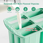 6 Pieces Silicone Popsicle Molds,Easy-Release BPA-Free,Ice Pop Mold Ice Cream Molds For Kids,With 6 PCS Plastic Stick+Cleaning Brush (Mint Green)