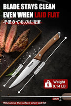 Huusk Steak Knives Set of 8 with Drawer Organizer-4.5 in Japanese Serrated Steak Knife Set with Block, Serrated & Straight Dual-Edge, Stainless Steel Steaks Knives with Holder, Gift Box for Him Her