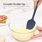 600ºF Heat Resistant Spatulas, High Heat Food Safe Semless Kitchen Silicone Scraper Set for Cooking Baking Mixing Scraping Stirring Nonstick Cookware Pan Bowl (3Pcs,Midniaht Blue)
