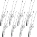 Patelai Korean and Japanese BBQ Tongs Non Slip Cooking Utensils Stainless Steel Tongs for Serving Food, Salad, Camping, Barbecue, Buffet, Oven with Support Stand(Silver,8 Pieces)