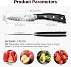 Paring Knife 3.75 Inch Fruit Knives, Small Kitchen Knife, Ultra Sharp German Stainless Steel Vegetable Knives, Damascus Pattern, Full Tang Handle Design, Elegant Black Ideal for Gift
