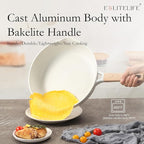 ESLITE LIFE Nonstick Ceramic Frying Pan Skillet, Non-Toxic Egg Omelette Kitchen Cooking Pans Compatible with All Stovetops (Gas, Electric & Induction), PTFE & PFOA Free (White, 11")