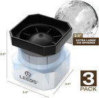 Silicone Freezer Press Sphere Ice Ball Maker Mold, 3 Pack for Large Round Craft Whisky Ice Balls - Bourbon, Scotch, Old Fashioned, Cocktail Drinks - by LEEBS