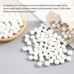 2.2Lb Ceramic Pie Weights Baking Beans Pie Crust Reusable 10mm Weights Natural Ceramic Stoneware with Wheat Straw Container (35 Oz Total) (Pink)